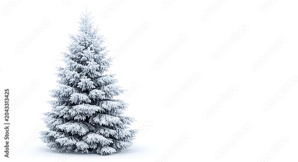 Fototapeta premium A detailed monochromatic pencil sketch of a solitary pine tree covered in heavy winter snowfall