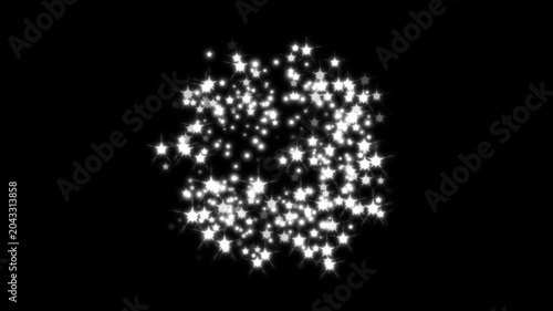 Glitter star flashing animation motion graphics in After Effects on black screen background, white cartoon blinking stars with glowing sparkle effects and smooth motion