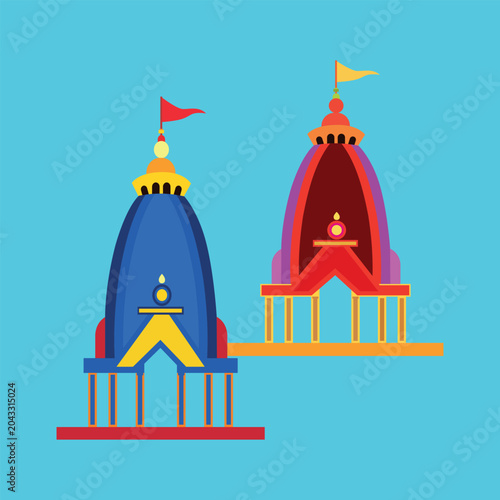 Jagannath temple illustration with traditional architecture