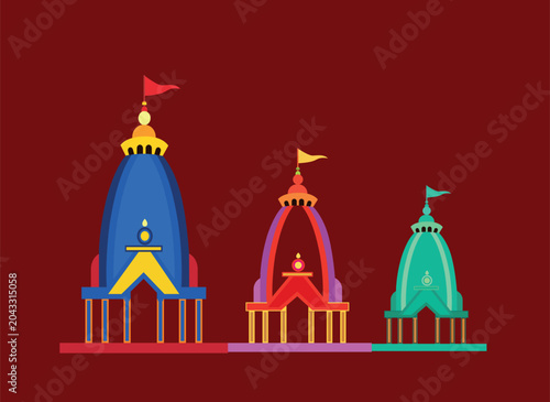 Jagannath rath yatra temple chariot illustration