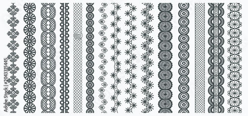 Collection of intricate black lace border designs for elegant textile pattern projects