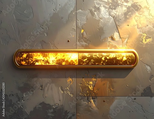 Golden bar on metallic surface background.