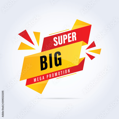 Картината върху платно super big mega promotion banner vector badge flat style design