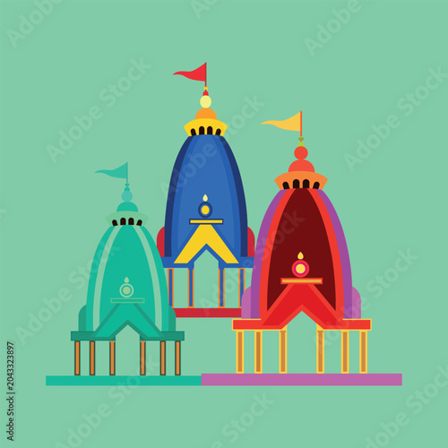 Jagannath temple puri rath yatra chariot illustration
