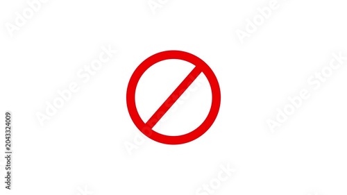 Animated Red No Sign. Red Circle Ban Icon Animation.