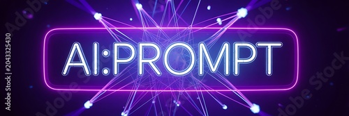 Artificial intelligence prompt banner with neon digital background