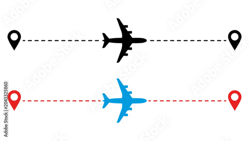 Bild auf Leinwand Airplanes in flight, route map flight routes map travel