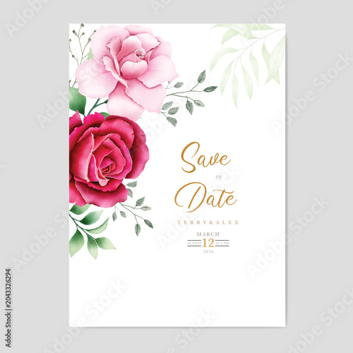 Watercolor green leaf background and template.used wedding birthday and funeral invitations