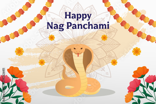 Schilderij op canvas happy nag panchami background illustration in gradient style