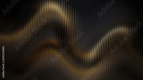 Canvas Print Golden wave pattern with dark background and soft light creating an abstract lux