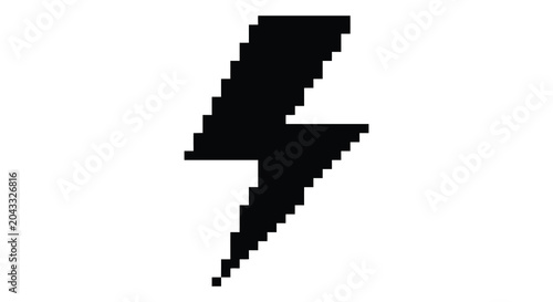 lightning bolt pixel art silhouette thunder black white background icon