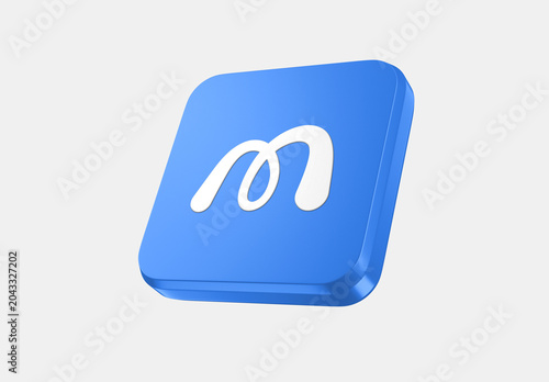 Modern 3D App Icon Mockup featuring a Blue Rounded Square Logo