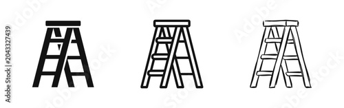 Foto Stepladder Icon Set, Ladder for Home Repair Construction and Climbing Career Gro