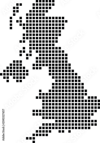Square Dotted Pixel Map of United Kingdom UK Great Britain Country Silhouette Icon