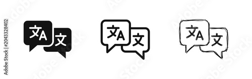 Tableau sur toile Language Translation and Multilingual Communication Icon Set