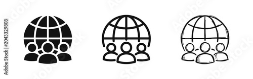 Bild auf Leinwand Global community and international team icon set