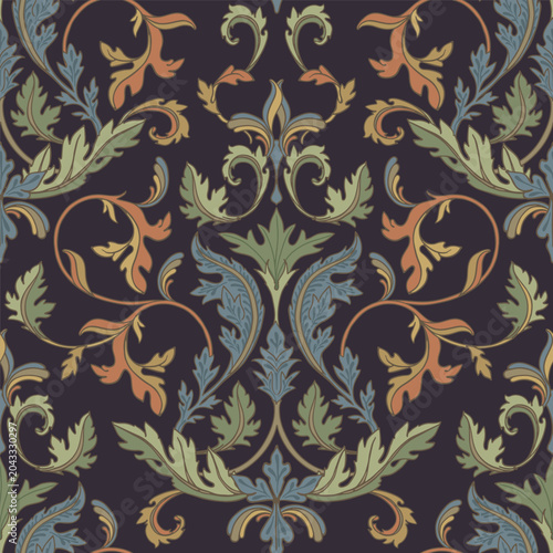 Symmetrical classic leaf pattern on a dark background