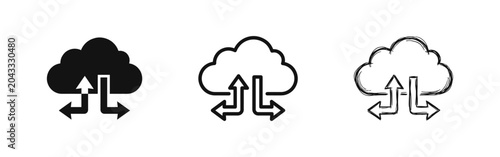Foto Cloud Computing Data Distribution with Arrows Icon Set in Three Styles