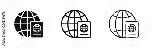 Bild auf Leinwand International travel and global citizenship icon with globe and passport