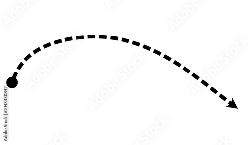 Dotted wave arrow path. Curved navigation direction line. Hand drawn movement indicator