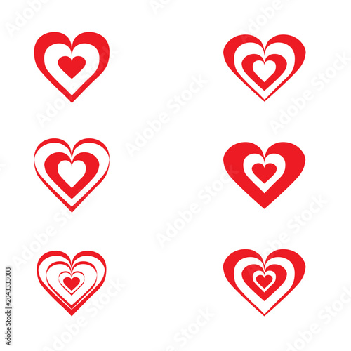 Decorative red hearts set sign