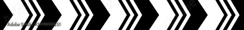White and black right  side arrow horizontal reflective tape. A long horizontal stripe in arrow design. Reflective warning or caution sign tape. Zebra stripe print, road safety element use etc