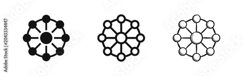 Foto Network Hub and Connectivity Icon Set, Centralized Data Distribution and Node Sy