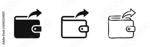 Bild auf Leinwand Wallet Send Arrow Money Transfer Icon Set