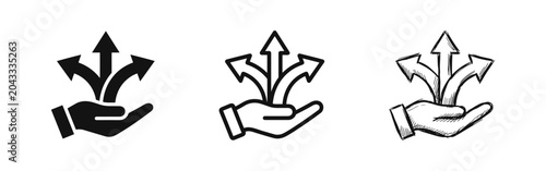 Photos Directional Choice and Decision Making Icon Set with Hand and Arrows