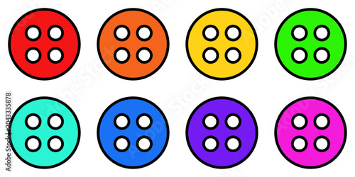 Cuadro en lienzo Bright colorful sewing buttons with four holes arranged
