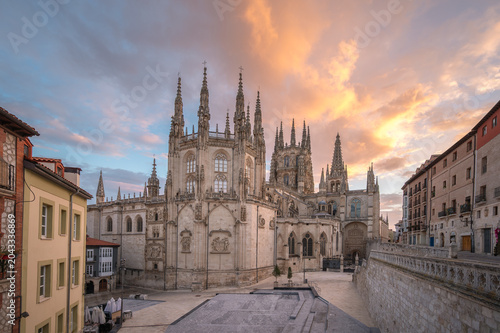 Burgos Cathedral at Sunset with Dramatic Clouds – Burgos, Spain