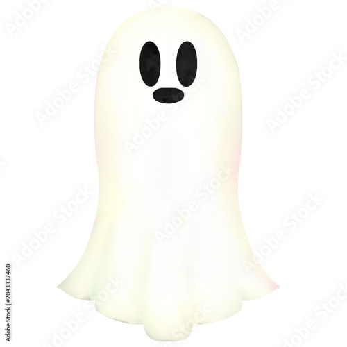 Cute ghost illustration, spooky soft texture white phantom character