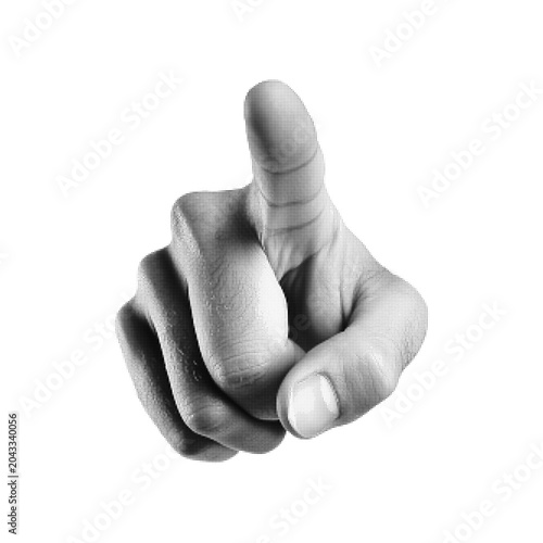 Foto Black and white halftone hand pointing directly at viewer