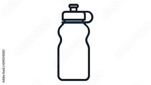 Squeeze sports water bottle line vector icon illustration for athletic hydration and exercise. Modern plastic drink container for football training fitness workout and healthy active lifestyle.