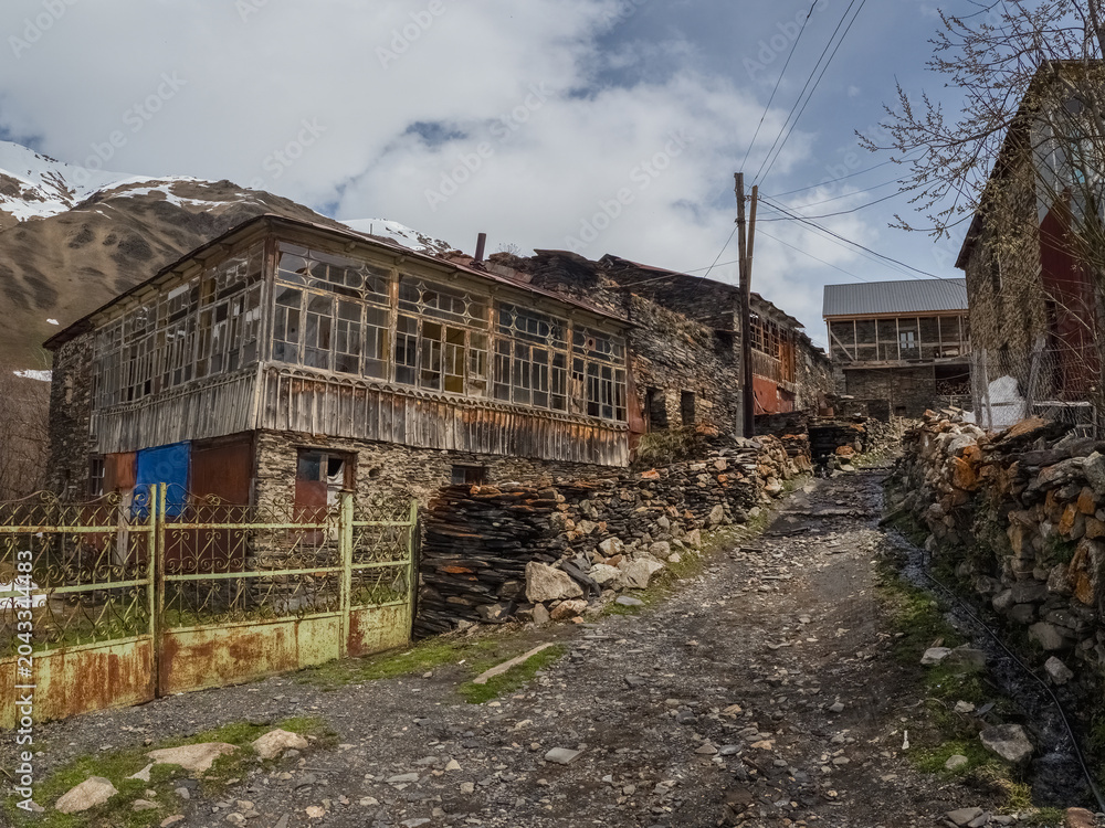 Fototapeta premium Scenic views of the mountainous village of Ushguli in the Svaneti region, Georgia