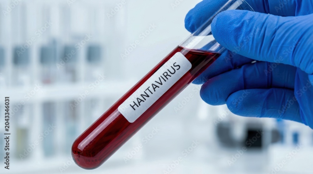 Fototapeta premium Hantavirus Blood Sample in Test Tube for Medical Diagnosis.