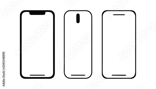 Tableau sur toile Smartphone frame mockup set, modern mobile screen template