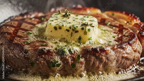 Sizzling Steak Basted With Herb Butter