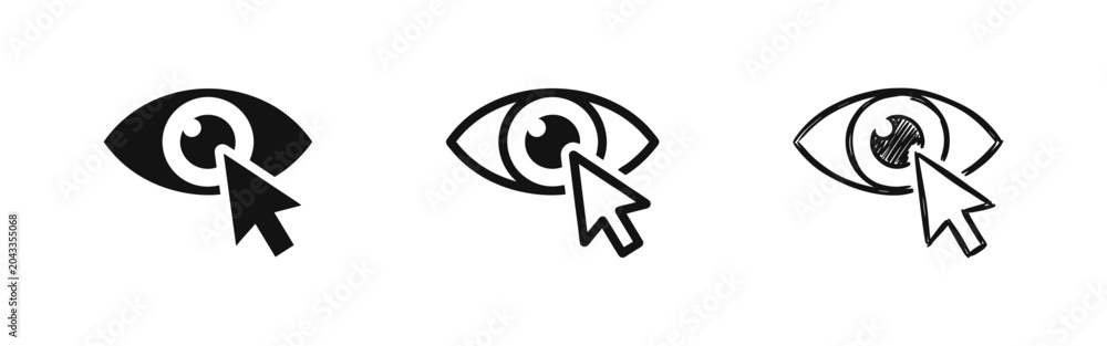 Naklejka premium Website Visibility and Eye Tracking Monitoring Icon Set