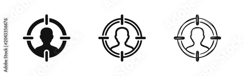 Konstfotografi Target Audience Icon Set with Human Silhouette in Crosshair for Marketing and Re