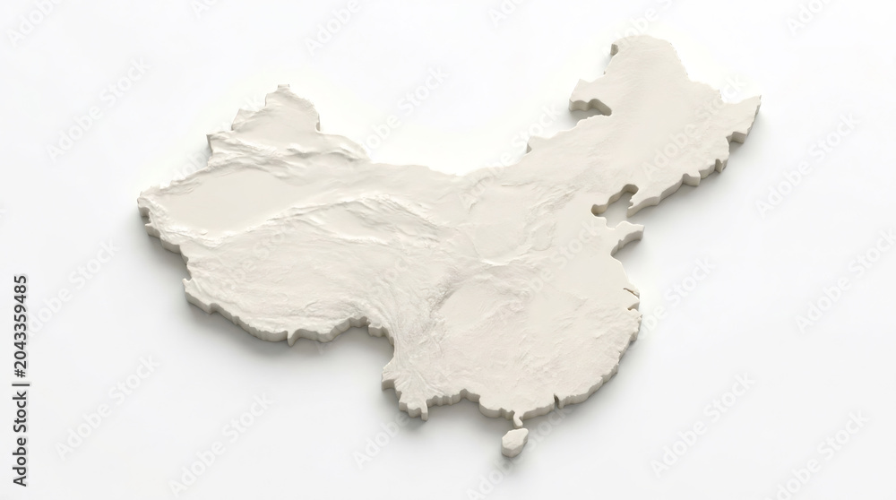 Obraz premium 3D render of China map isolated on white background