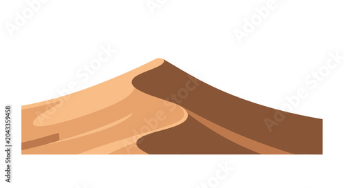 Illustration of a desert sand dune isolated on a white background.