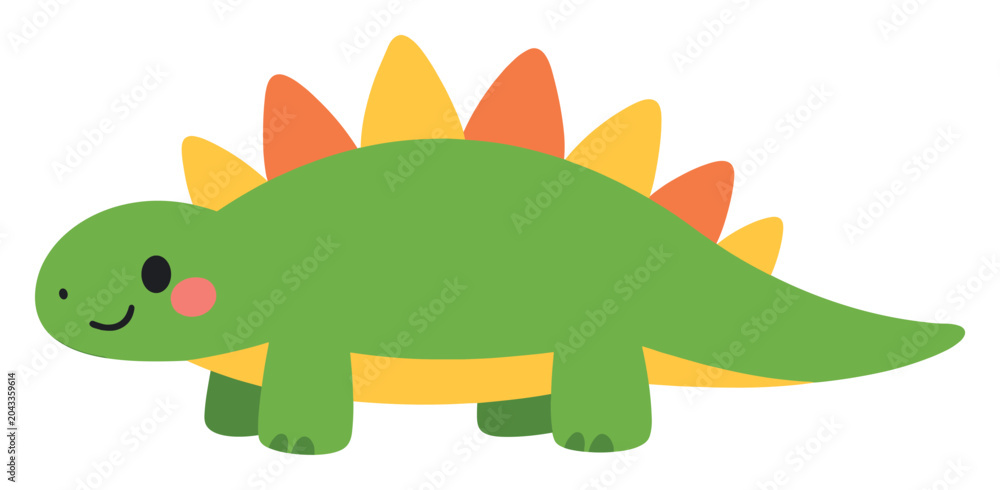 Fototapeta premium Adorable stegosaurus character with vibrant plates on its back and a cheerful expression, an animated dinosaur design