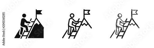 Cuadro en lienzo Success Goal Career Achievement Icon Set - Solid, Outline, and Hand-Drawn Styles