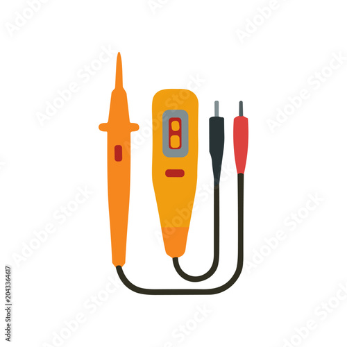 Multimeter device with test leads connected.