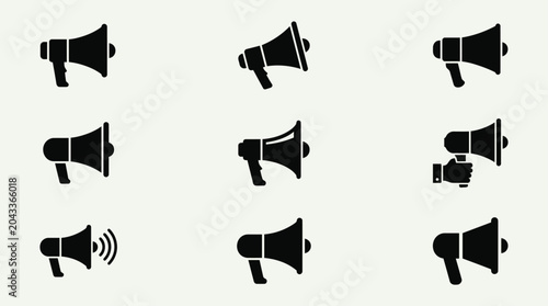 Tableau sur toile Collection of various megaphone icons.