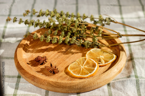Ukrainian cottage cheese pancakes with spices and citrus slices
