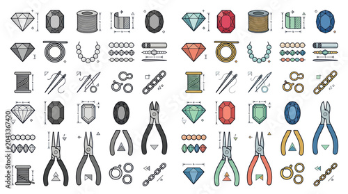 Fotografía Jewelry Making Tools and Gemstones - Craft Supplies Collection