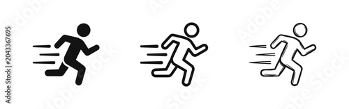 Schilderij op canvas Running Man Icon Set - Speed, Fitness and Fast Delivery Concept