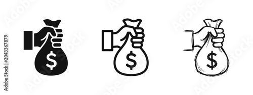 Canvas-taulu Hand Holding Money Bag Icons for Investment and Funding